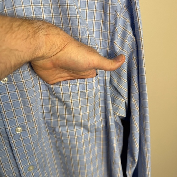 Joseph Abboud Men's Long Sleeve Button Up Shirt Check Blue‎ Size X-Large Pocket - Picture 3 of 12
